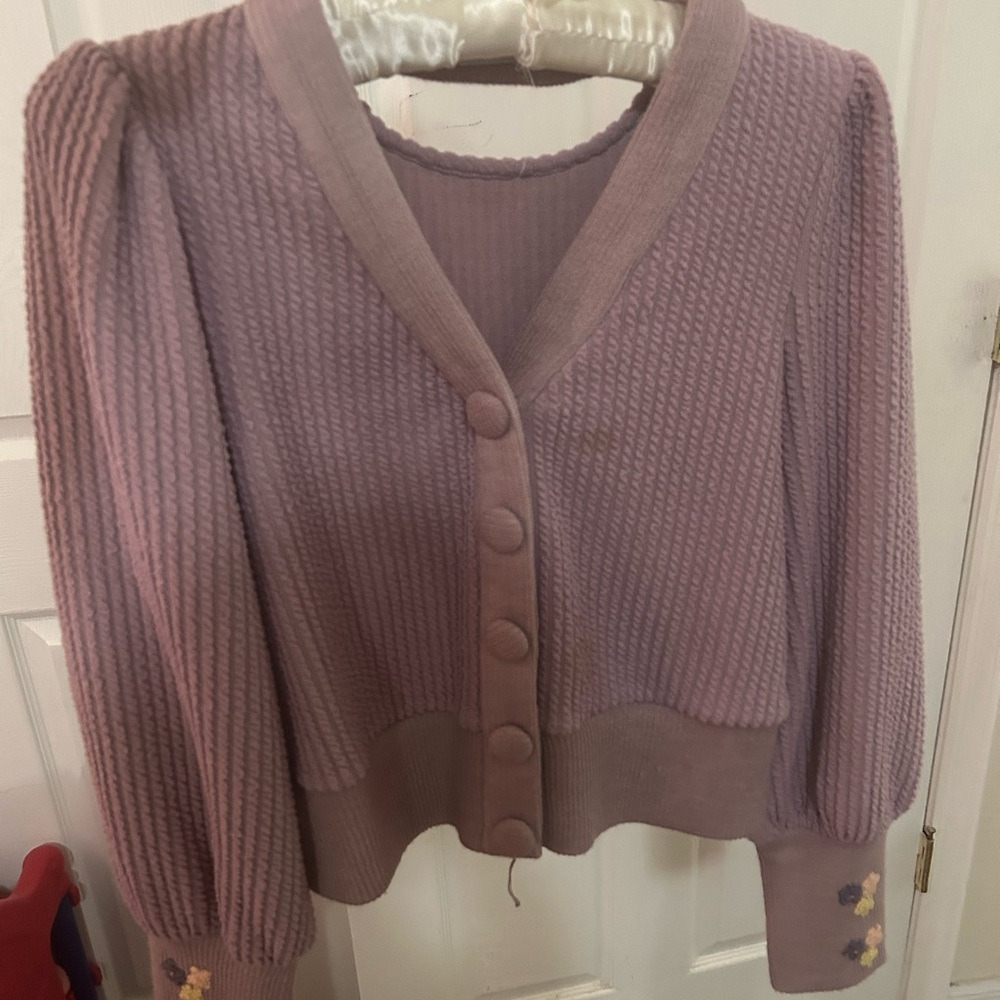 Lavender Button-Up Women Sweater